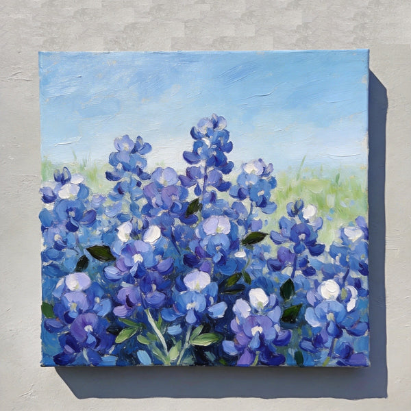 Blue Plumbago in Full Bloom, Small Canvas Wall Art, Still Life Painting, Hand Painted Canvas Art, Original Flower Paintings, Buy Small Paintings Online-LargePaintingArt.com