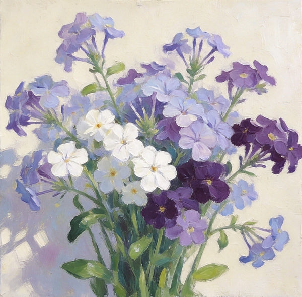 Original Flower Paintings, A Bunch of Blooming Forget-me-nots, Still Life Painting, Small Canvas Artwork, Hand Painted Canvas Art, Buy Small Paintings Online-LargePaintingArt.com