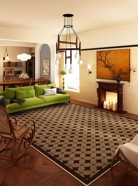 Modern Rugs under Dining Room Table, Abstract Modern Rugs for Living Room, Mid Century Geometric Carpets, Contemporary Modern Rugs Next to Bed-LargePaintingArt.com