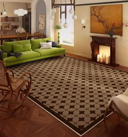 Modern Rugs under Dining Room Table, Abstract Modern Rugs for Living Room, Mid Century Geometric Carpets, Contemporary Modern Rugs Next to Bed-LargePaintingArt.com