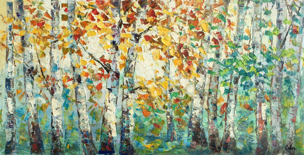 Autumn Tree Landscape Painting, Landscape Painting for Sale, Autumn Paintings, Living Room Wall Art Paintings, Custom Original Painting-LargePaintingArt.com