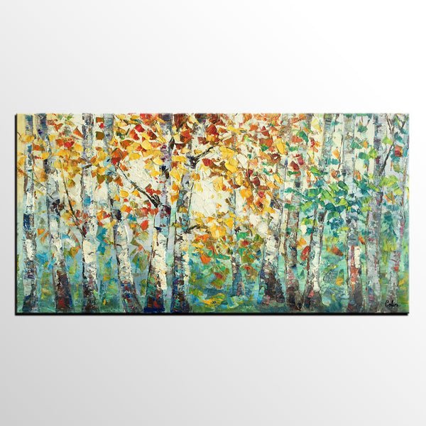 Autumn Tree Landscape Painting, Landscape Painting for Sale, Autumn Paintings, Living Room Wall Art Paintings, Custom Original Painting-LargePaintingArt.com