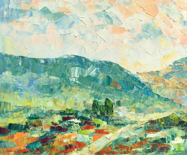Mountain Landscape Canvas Paintings, Impasto Painting, Palette Knife Paintings, Original Landscape Art, Custom Large Painting for Bedroom-LargePaintingArt.com