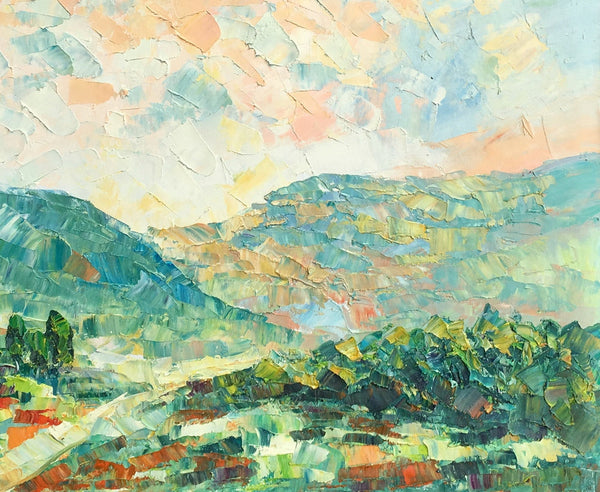Mountain Landscape Canvas Paintings, Impasto Painting, Palette Knife Paintings, Original Landscape Art, Custom Large Painting for Bedroom-LargePaintingArt.com