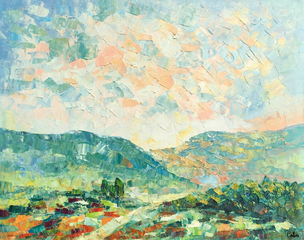 Mountain Landscape Canvas Paintings, Impasto Painting, Palette Knife Paintings, Original Landscape Art, Custom Large Painting for Bedroom-LargePaintingArt.com