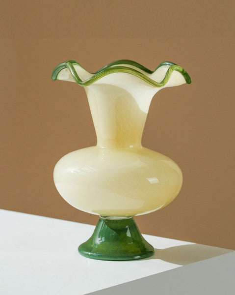 Unique Modern Glass Vase, Contemporary Vase for Modern Home Decor, Modern Glass Flower Vases, Handmade Liuli Vases, Centerpiece Vases on Table-LargePaintingArt.com