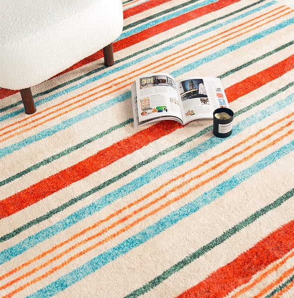 Abstract Contemporary Round Rugs, Geometric Modern Rugs for Bedroom, Thick Round Rugs for Dining Room, Modern Area Rugs under Coffee Table-LargePaintingArt.com