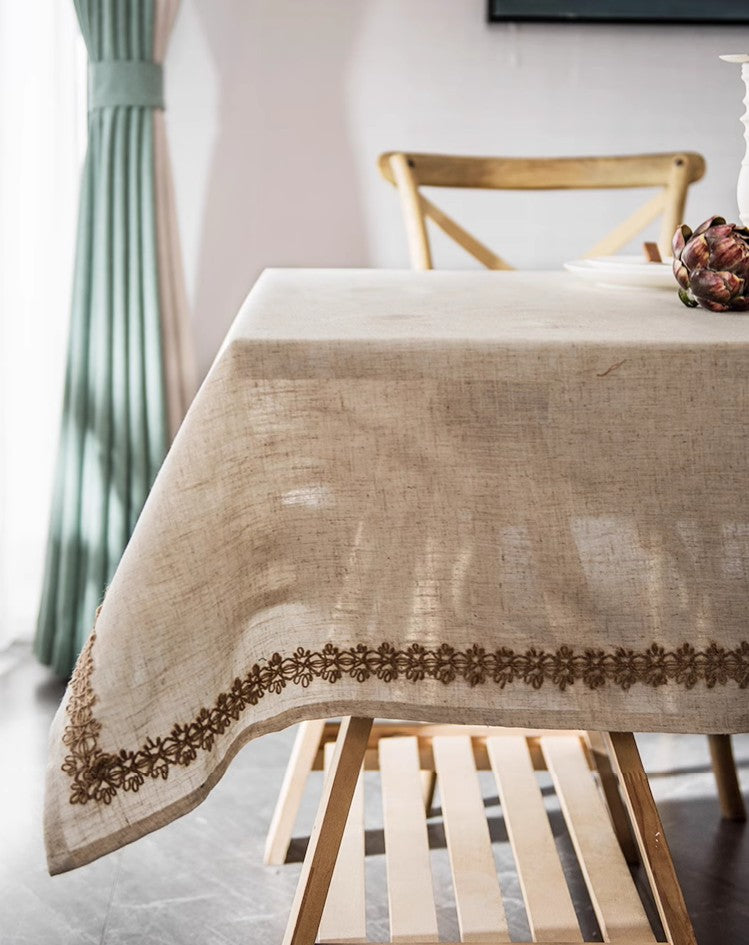 Cotton and Linen Tablecloth for Home Decoration, Large Rectangle Table Cover for Dining Room Table, Modern Table Cloth, Square Tablecloth for Round Table-LargePaintingArt.com