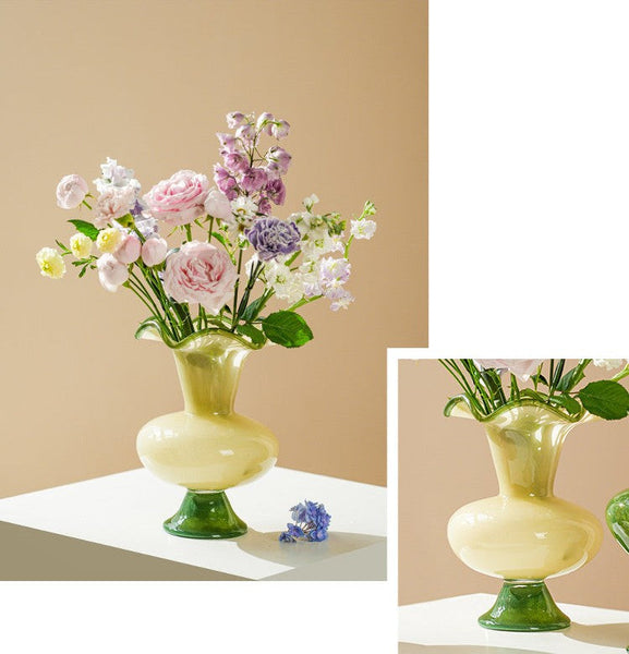 Unique Modern Glass Vase, Contemporary Vase for Modern Home Decor, Modern Glass Flower Vases, Handmade Liuli Vases, Centerpiece Vases on Table-LargePaintingArt.com