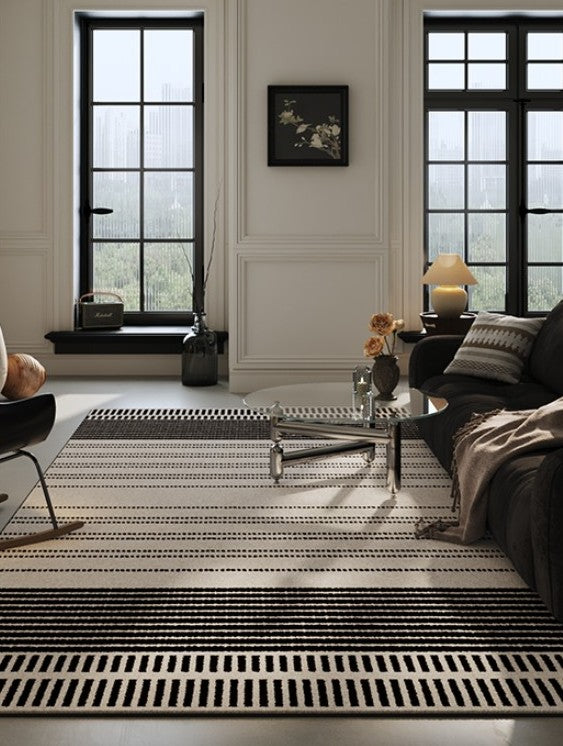 Geometric Contemporary Modern Rugs Next to Bed, Large Abstract Rugs for Living Room, Extra Large Modern Area Rugs-LargePaintingArt.com