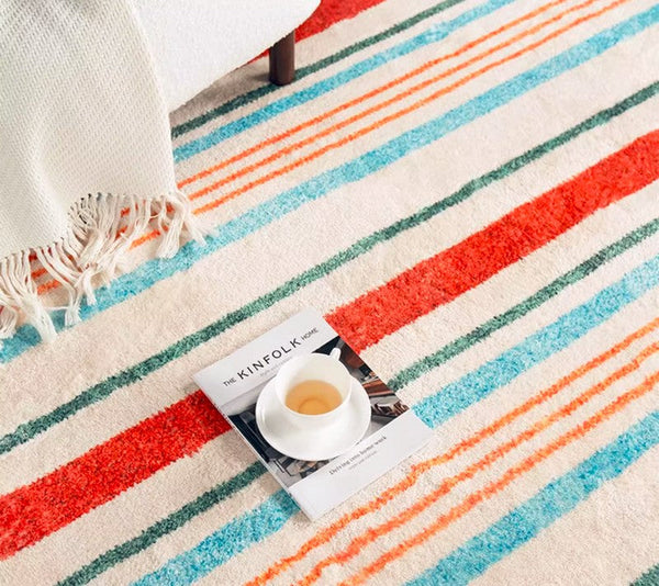 Abstract Contemporary Round Rugs, Geometric Modern Rugs for Bedroom, Thick Round Rugs for Dining Room, Modern Area Rugs under Coffee Table-LargePaintingArt.com