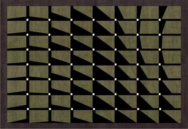 Modern Rugs for Dining Room, Modern Living Room Rug Ideas, Mid Century Modern Rugs Next to Bed, Green Contemporary Rugs for Bedroom-LargePaintingArt.com