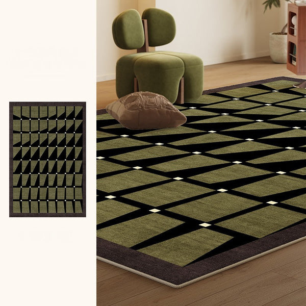 Modern Rugs for Dining Room, Modern Living Room Rug Ideas, Mid Century Modern Rugs Next to Bed, Green Contemporary Rugs for Bedroom-LargePaintingArt.com