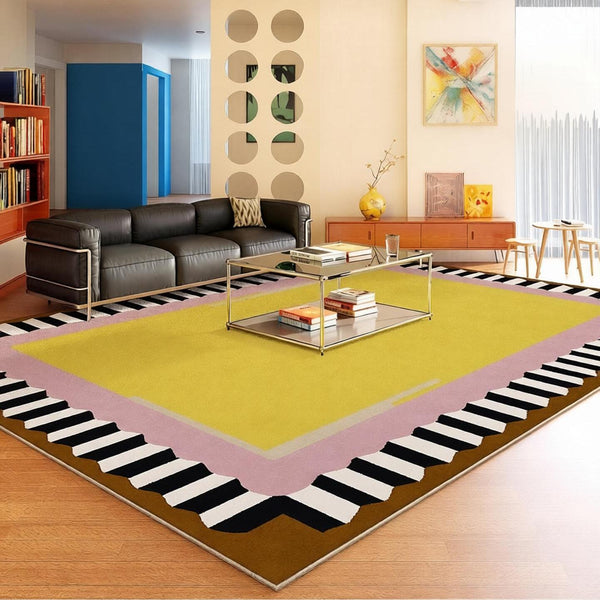 Modern Rugs under Coffee Table, Mid Century Contemporary Modern Rugs, Colorful Modern Rugs for Living Room, Dining Room Geometric Modern Rugs-LargePaintingArt.com