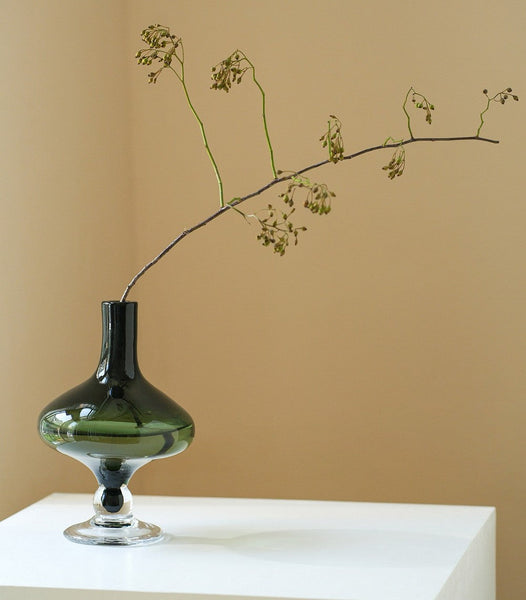 Decorative Glass Vase, Mid Century Glass Vases, Handmade Modern Vases for Bedroom, Centerpiece Contemporary Vases on Table, Modern Glass Vase for Flowers-LargePaintingArt.com