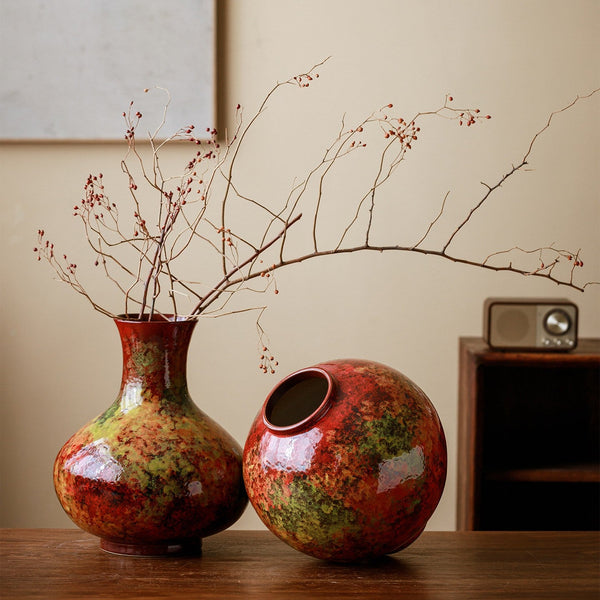 Handmade Water Holding Flower Vases, Large Pottery Flower Vases, Modern Bouquet Flower Vases, Centerpiece on Dining Table, Flower Vase on Table-LargePaintingArt.com