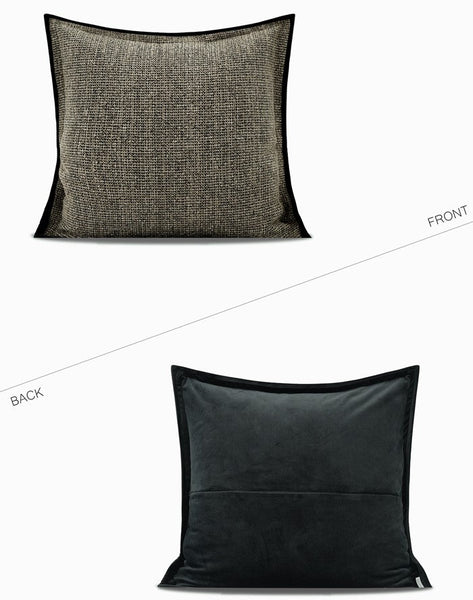 Large Grey Black Decorative Throw Pillows, Contemporary Square Modern Throw Pillows for Couch, Large Modern Sofa Pillows, Simple Throw Pillow for Interior Design-LargePaintingArt.com