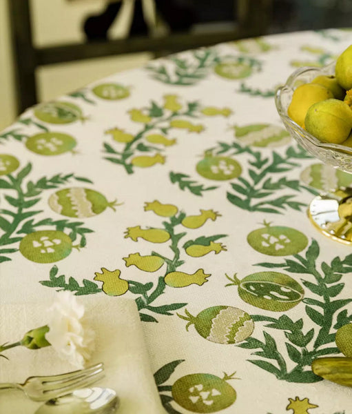 Canterbury Bell and Pomegranate Table Covers for Round Table, Large Modern Rectangle Tablecloth for Dining Table, Farmhouse Table Cloth for Oval Table-LargePaintingArt.com