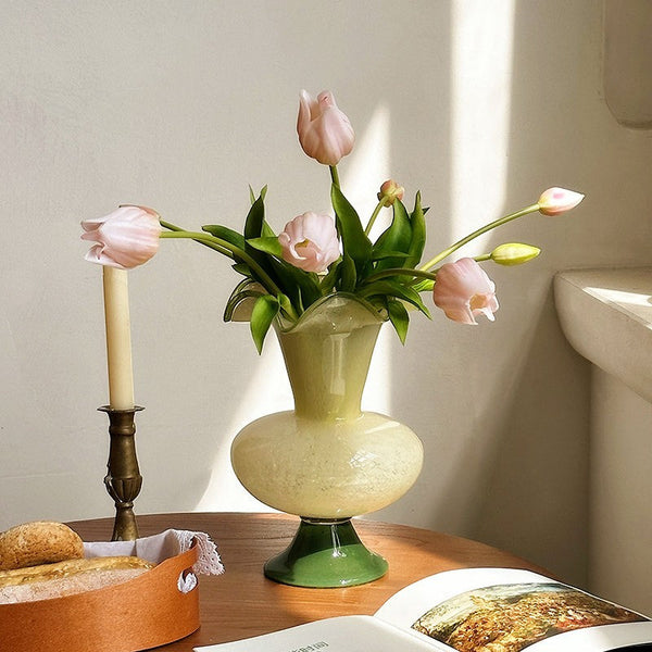 Bouquet Flower Vase, Vintage Glass Flower Vases, Water Holding Flower Vases, Glass Bud Vases, Handmade Flower Vases on Table-LargePaintingArt.com