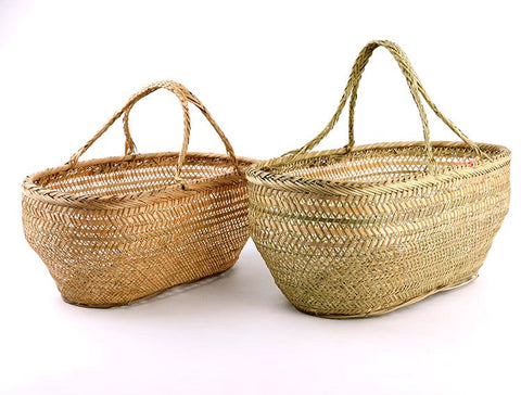 Large Natural Hand-woven Bamboo Basket, Picnic Food Basket with Handle, Lovely Bamboo Baskets for Vegetable, Natural Fruit Basket Kitchen Storage Baskets-LargePaintingArt.com