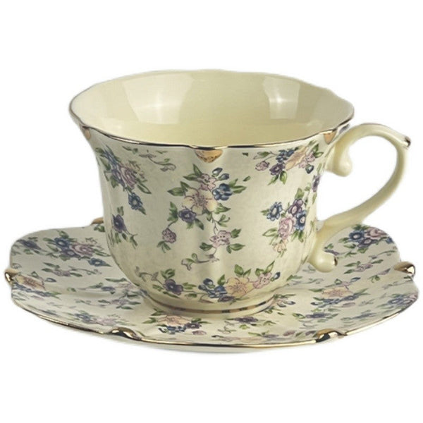 British Traditional Afternoon Tea Cup and Saucer in Gift Box, 7.8 oz Porcelain Tea Cup Saucer Set, Unique Tea Cup and Saucers, Royal Ceramic Cups, Elegant Vintage Ceramic Coffee Cups-LargePaintingArt.com