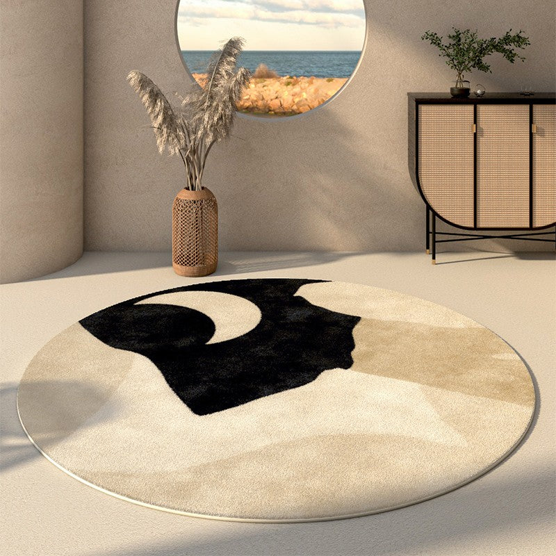 Modern Runner Rugs Next to Bed, Round Area Rug for Dining Room, Coffee Table Rugs, Contemporary Area Rugs for Bedroom, Circular Modern Area Rugs-LargePaintingArt.com