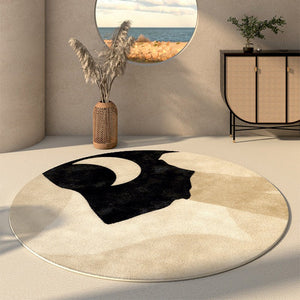 Modern Runner Rugs Next to Bed, Round Area Rug for Dining Room, Coffee Table Rugs, Contemporary Area Rugs for Bedroom, Circular Modern Area Rugs-LargePaintingArt.com