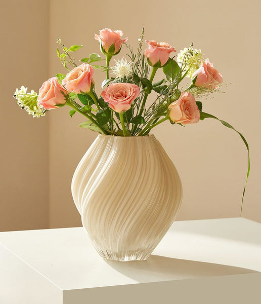 Handmade Contemporary Glass Vases, Unique Decorative Glass Vase, Mid Century Vases for Flowers, Modern Vases for Living Room, Centerpiece Vases on Table-LargePaintingArt.com