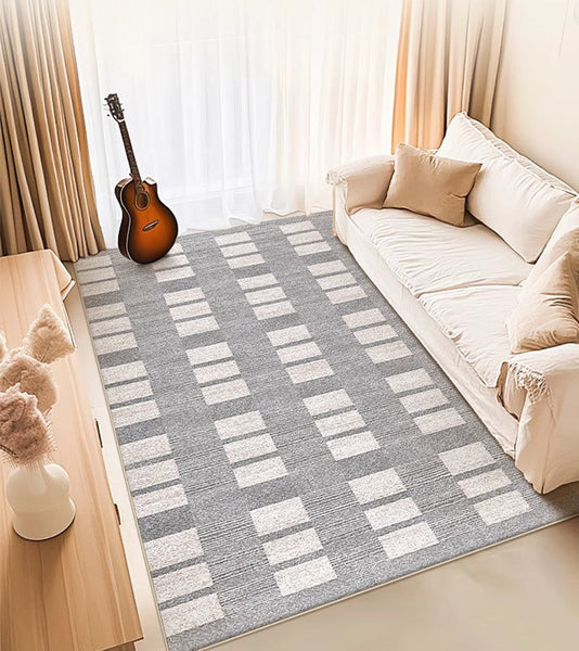 Dining Room Floor Rug, Large Gray Floor Rugs for Living Room, Modern Floor Rugs for Bedroom, Extra Large Geometric Modern Rugs for Office-LargePaintingArt.com