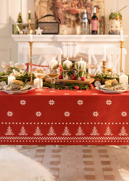 Extra Large Modern Rectangular Tablecloth for Dining Room Table, Christmas Edelweiss Table Covers, Square Tablecloth for Kitchen, Large Tablecloth for Round Table-LargePaintingArt.com