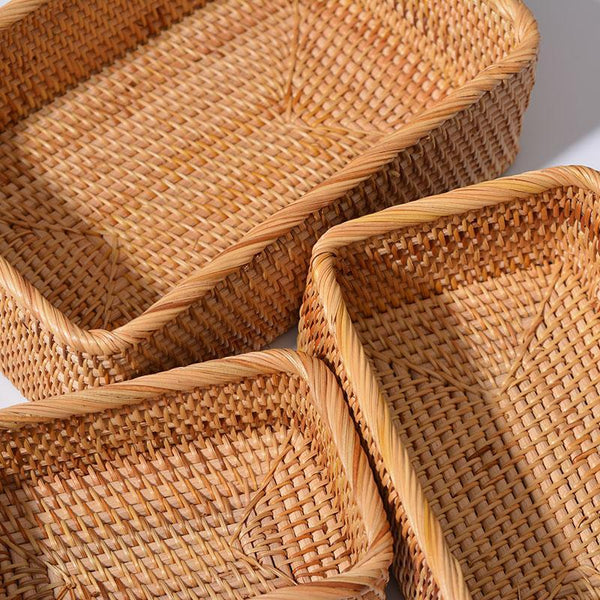 Rectangular Storage Baskets, Storage Baskets for Shelves, Woven Rattan Storage Basket, Kitchen Storage Baskets, Bathroom Storage Baskets-LargePaintingArt.com