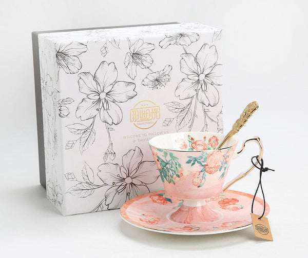 Luxury Tea Cup with Saucer, Elegant Coffee Cup, Porcelain Tea cups, Ceramic Tea Cup Set, British Tea Cup Set, Afternoon Tea Cup with Saucer Set-LargePaintingArt.com