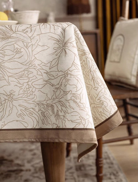 French Style Tablecloth for Dining Table, Beautiful Table Cover for Dining Room Table, Modern Rectangle Tablecloth for Oval Table-LargePaintingArt.com