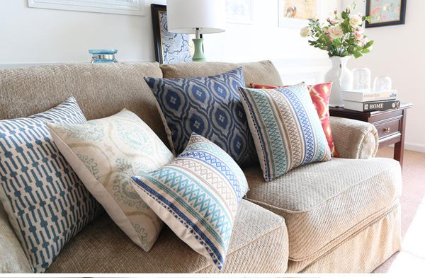 Large Geometric Pattern Throw Pillows, Decorative Pillows for Couch, Decorative Throw Pillow, Sofa Pillows for Living Room-LargePaintingArt.com