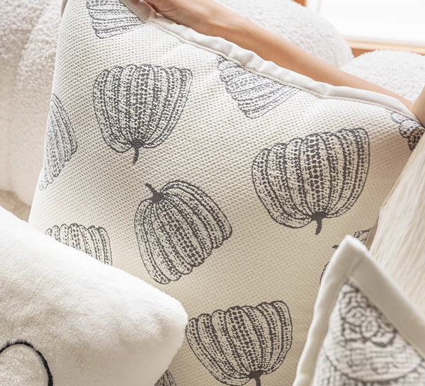Decorative Throw Pillows for Couch, Embroider Flower Pillow Covers, Farmhouse Flower Decorative Pillows, Modern Sofa Pillows-LargePaintingArt.com