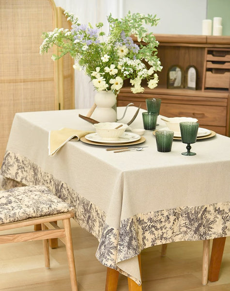 Cotton and Linen Rectangle Table Covers for Dining Room Table, Modern Tablecloth for Kitchen, Square Tablecloth for Coffee Table-LargePaintingArt.com