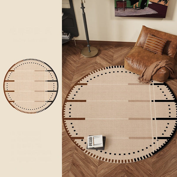 Geometric Round Rugs for Dining Room, Contemporary Modern Rugs, Mid Century Modern Rugs under Chairs, Bedroom Circular Modern Rugs-LargePaintingArt.com
