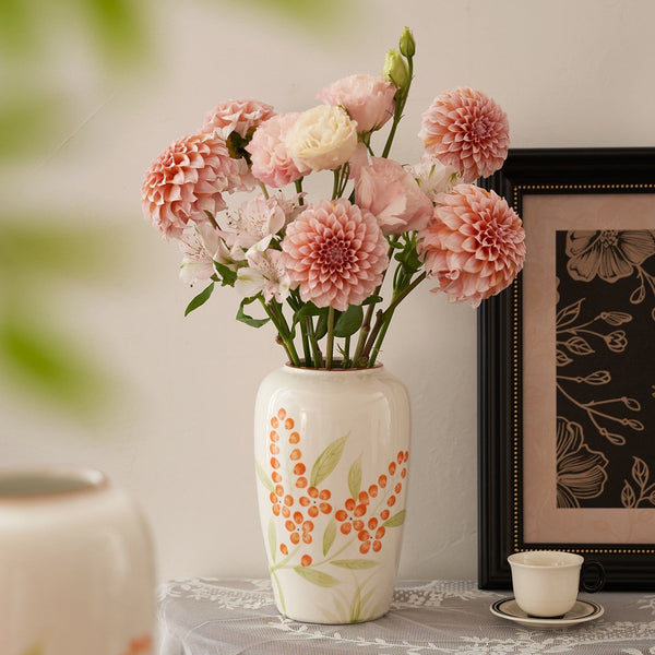 Porcelain Flower Vases, Large Flower Vases on Table, Dining Table Centerpiece, Ceramic Bouquet Vases, Handmade Water Holding Flower Vase-LargePaintingArt.com