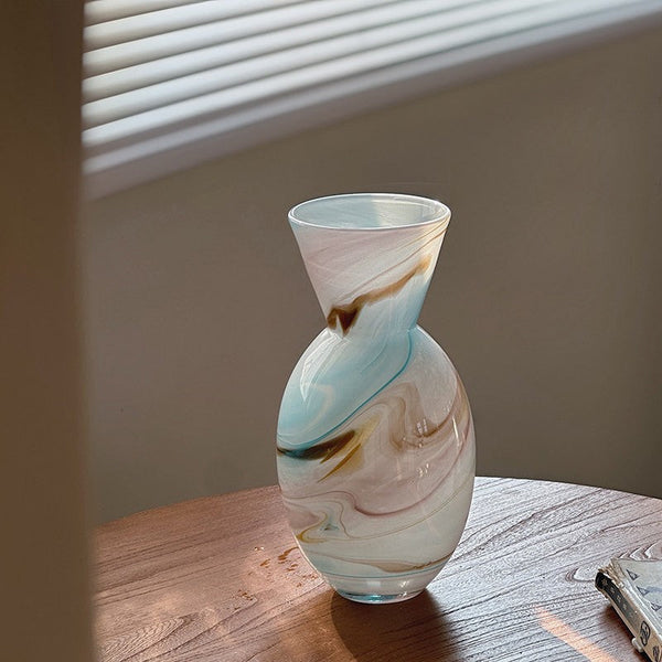Cute Handmade Glass Vases, Vintage Small Glass Flower Vases, Flower Vases on Table, Modern Glass Vases for Flowers-LargePaintingArt.com