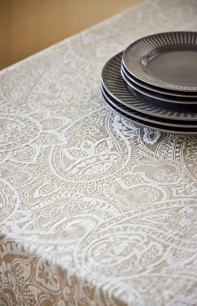 Simple Modern Rectangle Tablecloth for Dining Room Table, Cotton and Linen Flower Pattern Table Covers for Round Table, Square Tablecloth for Kitchen-LargePaintingArt.com