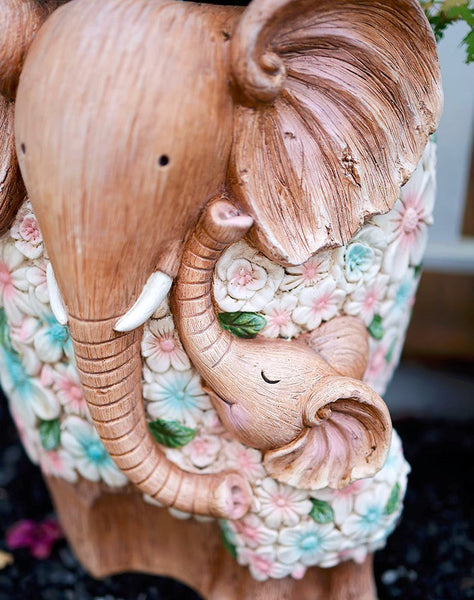 Beautiful Elephant Flowerpot, Modern Garden Flower Pot, Unique Animal Statue for Garden Ornaments, Resin Statue for Garden, Villa Outdoor Decor Gardening Ideas-LargePaintingArt.com