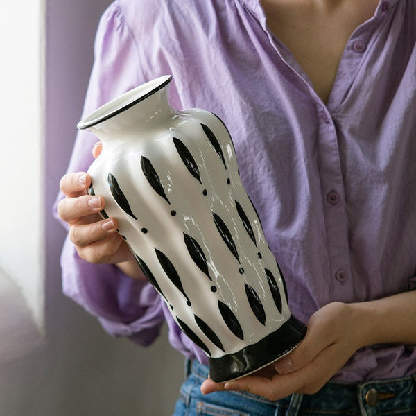 Modern Flower Vases on Table, Porcelain Flower Vases, Water Holding Flower Vases, Handmade Bouquet Ceramic Vases-LargePaintingArt.com