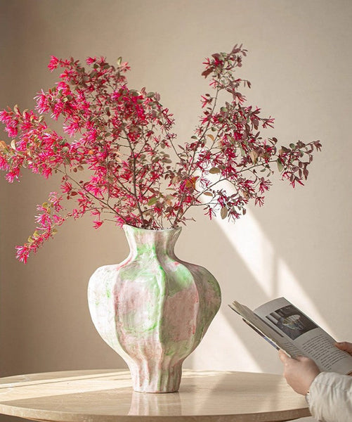 Handmade Modern Flower Vase, Centerpiece Ceramic Bouquet Vases, Large Contemporary Vases on Dining Table, Porcelain Vases for Modern Home Decor-LargePaintingArt.com