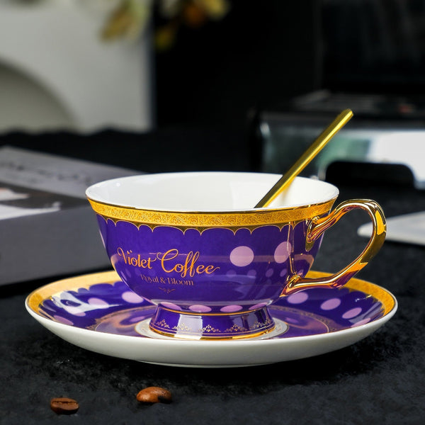 Ceramic Tea Cup and Saucer Set, Porcelain Coffee Cup with Saucer, British Royal Tea Cup and Saucer Set in Gift Box, Porcelain Tea Cup and Saucer Set-LargePaintingArt.com