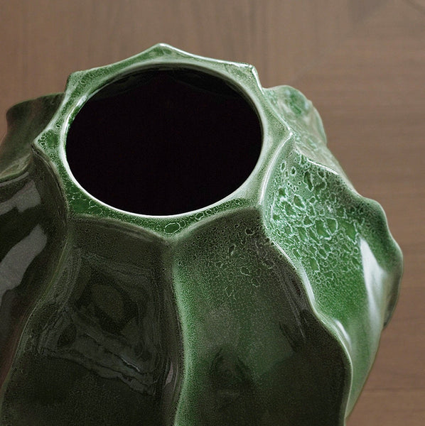 Large Contemporary Vases on Dining Table, Handmade Modern Flower Vase, Centerpiece Ceramic Bouquet Vases, Green Porcelain Vases for Modern Home Decor-LargePaintingArt.com