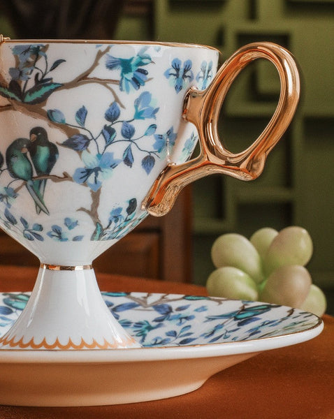 Ceramic Tea Cup and Saucer in Gift Box, British Tea Cup set, Elegant Ceramic Coffee Cups, Creative Porcelain Tea Cup Set and Saucer-LargePaintingArt.com
