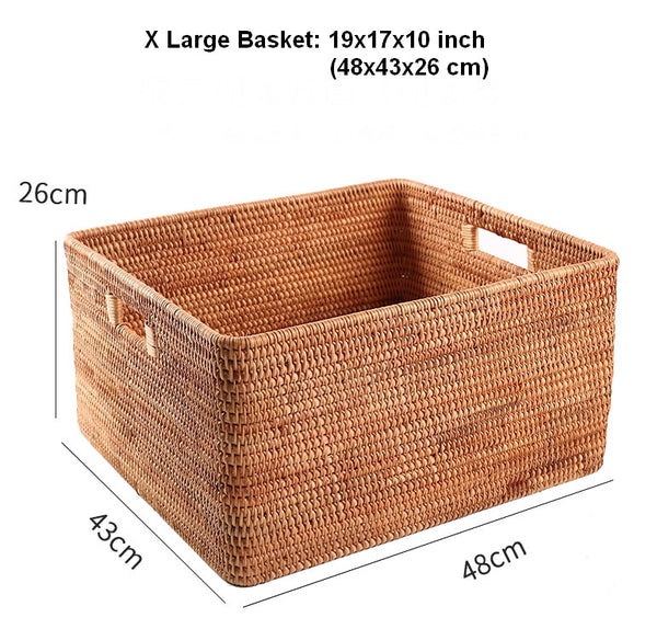 Large Storage Basket for Living Room, Kitchen Storage Baskets, Woven Storage Basket for Shelves, Rattan Storage Baskets for Toys-LargePaintingArt.com