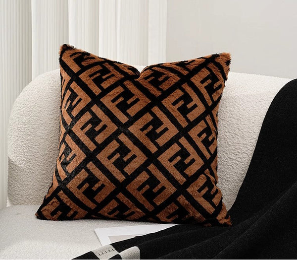 Decorative Pillow Covers, Brown Modern Pillows for Couch, Abstract Decorative Throw Pillows for Living Room, Large Modern Sofa Pillow Cases-LargePaintingArt.com