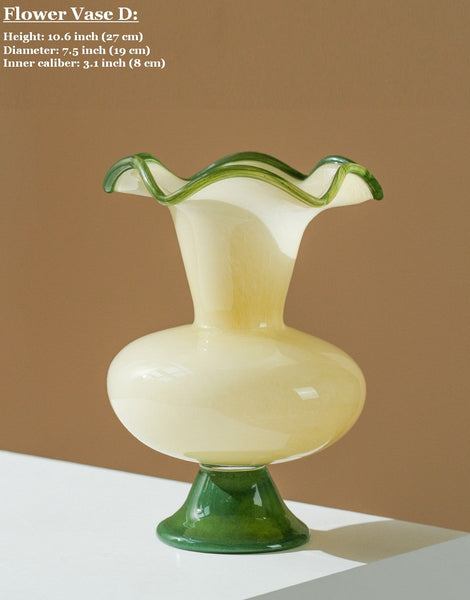 Contemporary Vase for Modern Home Decor, Unique Modern Glass Vase, Modern Glass Flower Vases, Handmade Liuli Vases, Centerpiece Vases on Table-LargePaintingArt.com