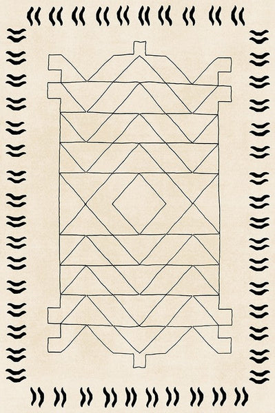 Modern Rugs for Dining Room, Mid Century Modern Rugs Next to Bed, Soft Contemporary Rugs for Bedroom, Cream Modern Carpets for Living Room-LargePaintingArt.com